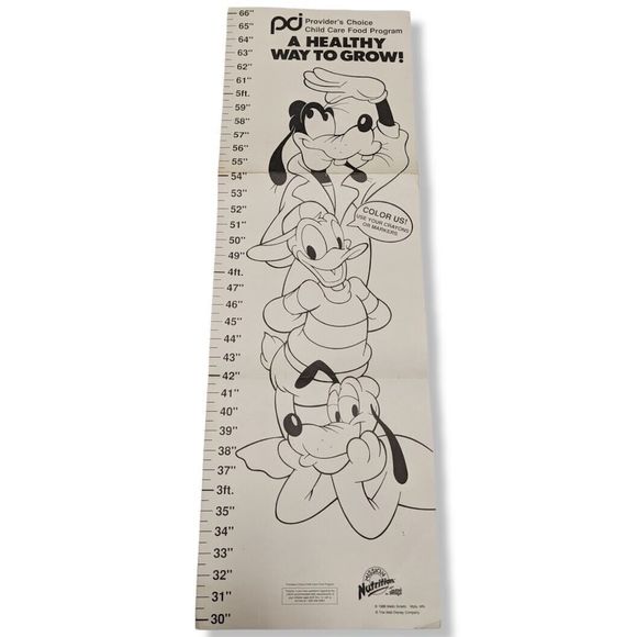 Disney Other - Vintage Hanging Height Chart WALT DISNEY Goofy, Duck, Pluto